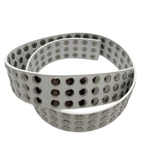 Hot Topic Belt Button 3 Row Snap Closure Man Made Material White M/L Punk Rock